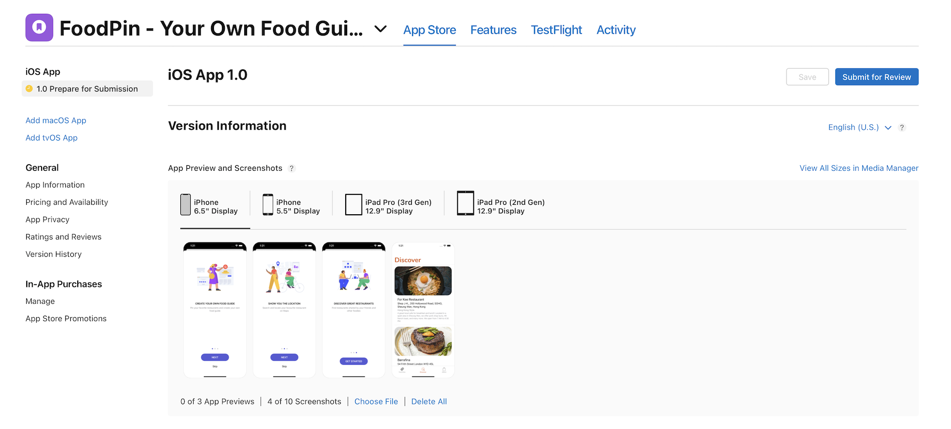 Figure 28-3. Click Submit for Review button to submit your app