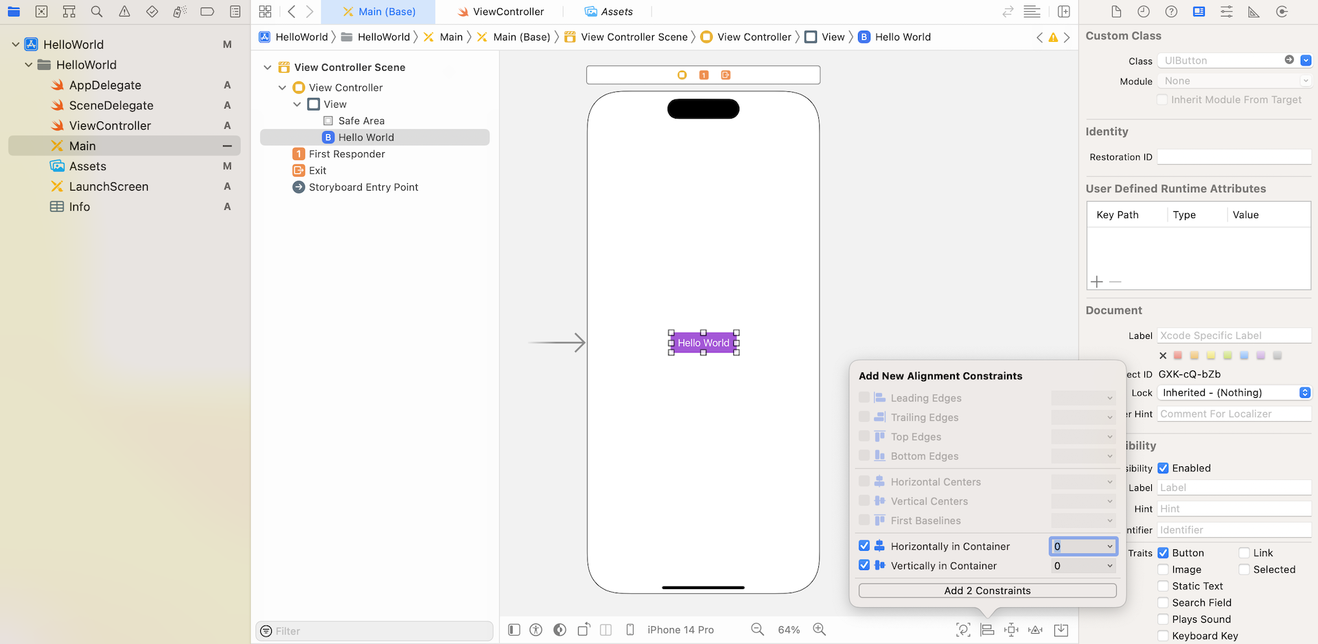 Figure 5-5. Adding constraints using Align button