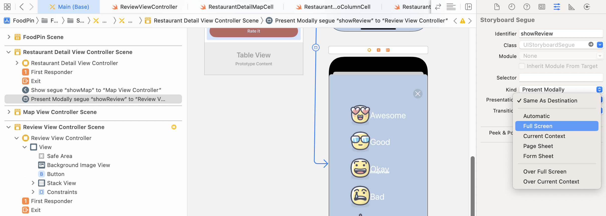 Figure 17-15. Changing the presentation mode