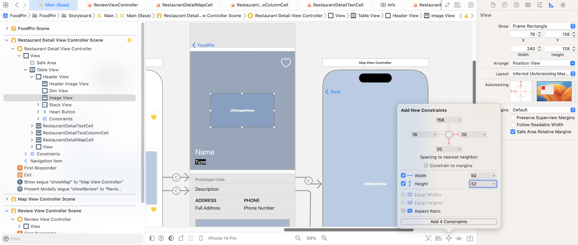 Figure 17-24. Adding an image view to the header view