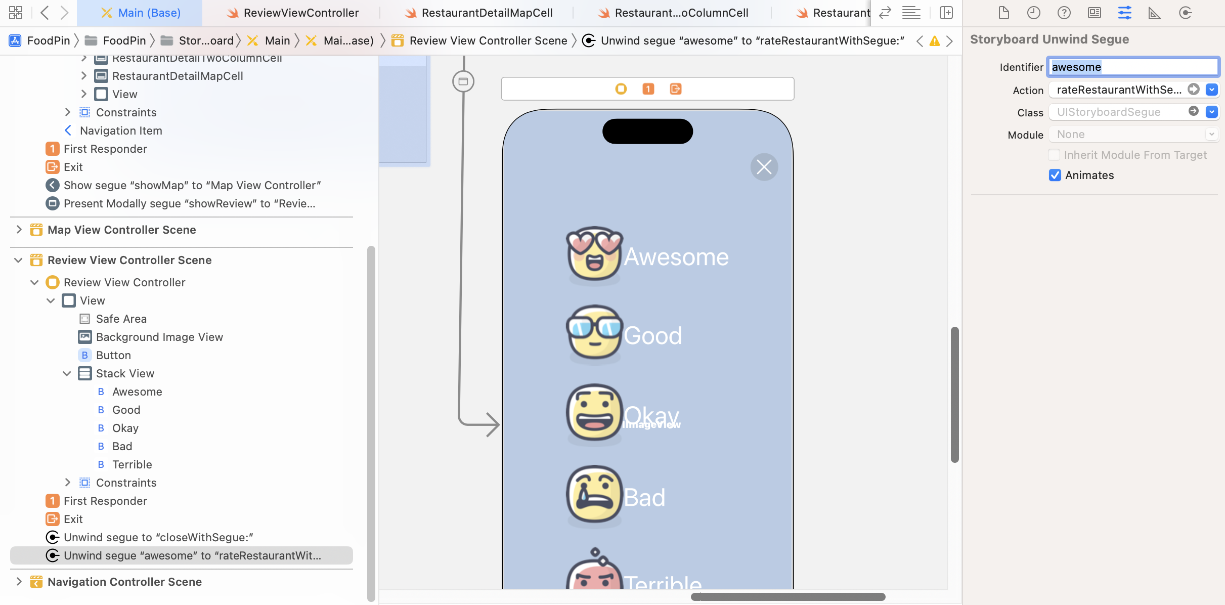 Figure 17-27. Adding an identifier for the unwind segue