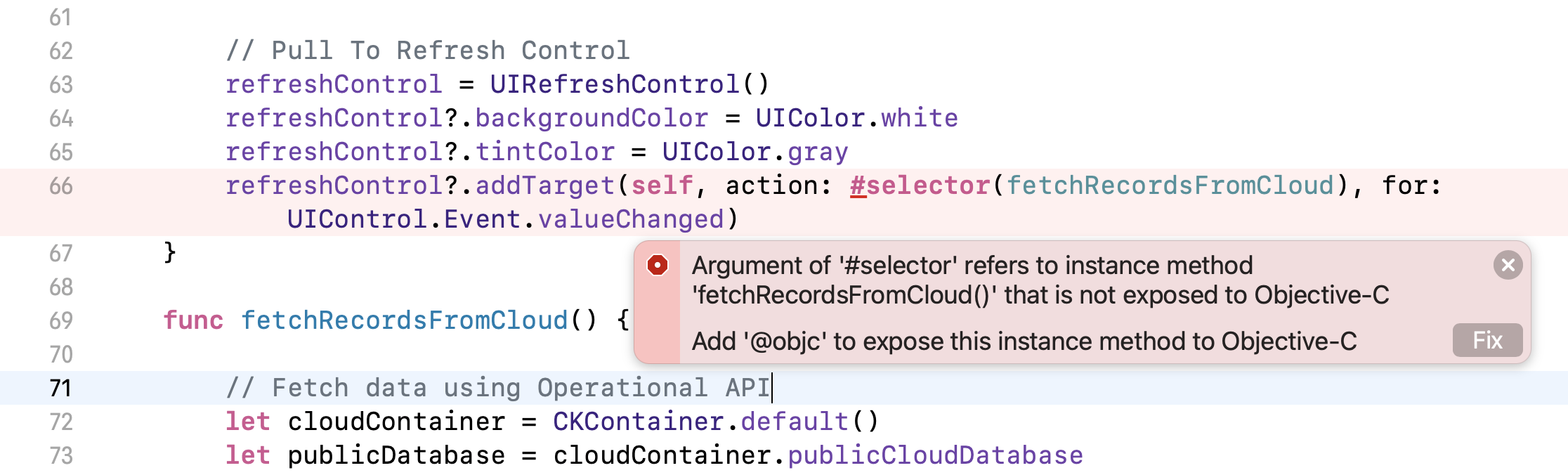 Figure 24-20. Xcode detects an error