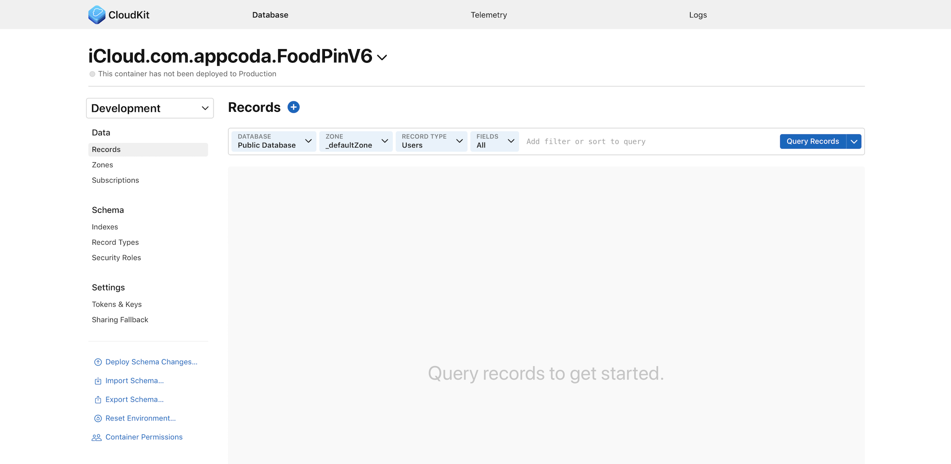 Figure 24-6. CloudKit Dashboard