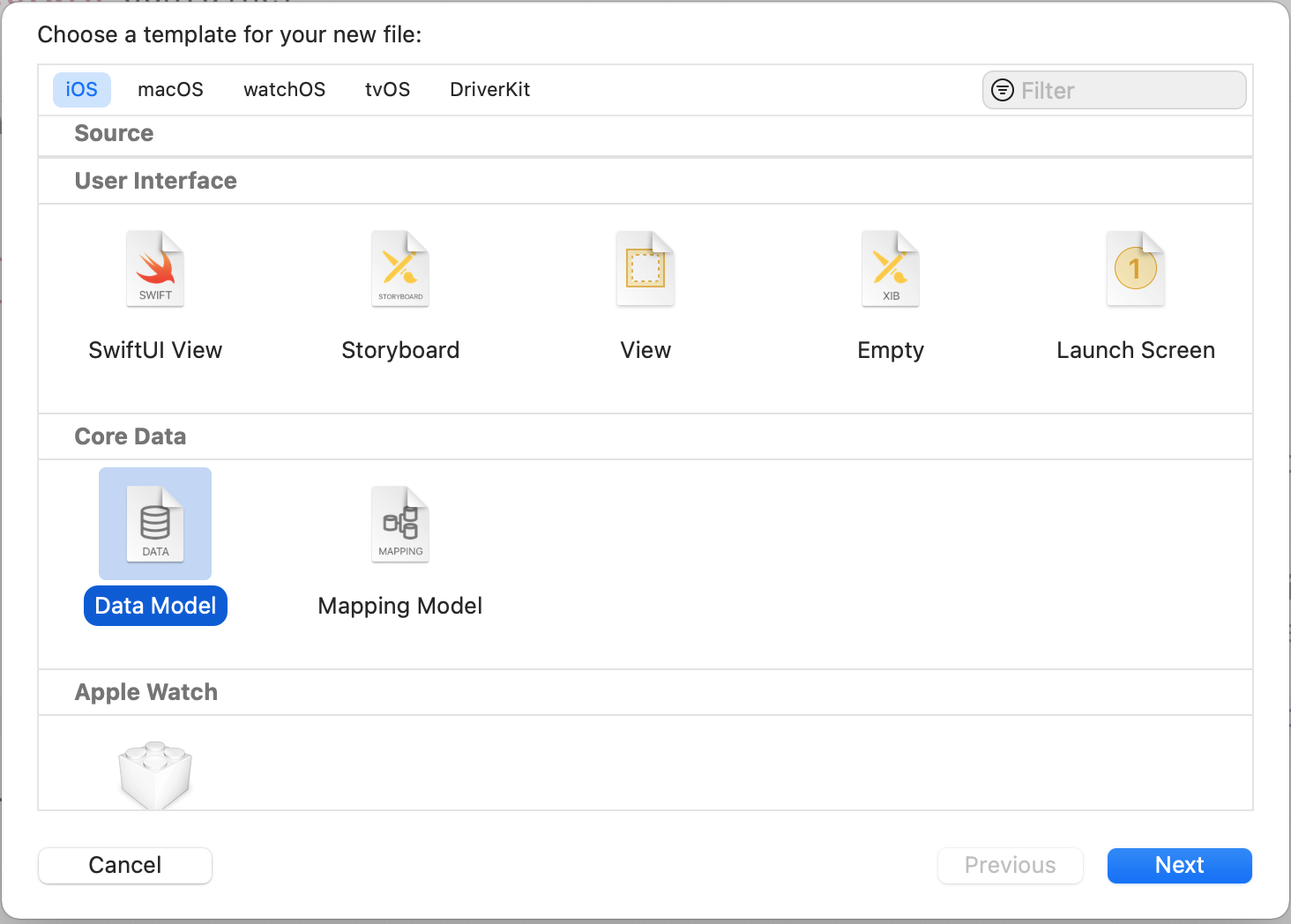 Figure 19-3. Creating the data model using Data Model template