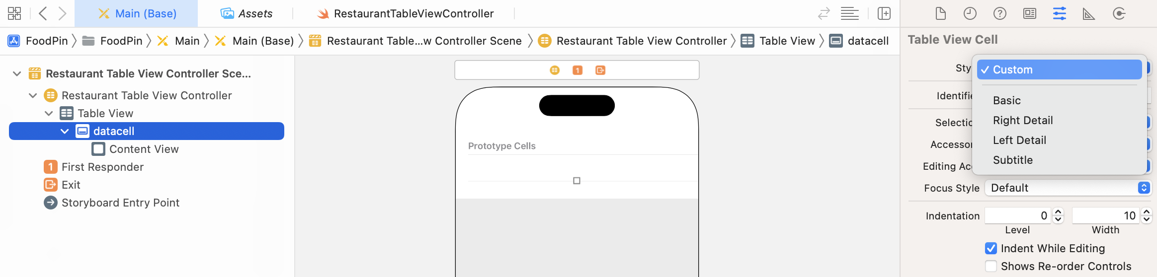 Figure 9-10. Changing the cell style from Basic to Custom