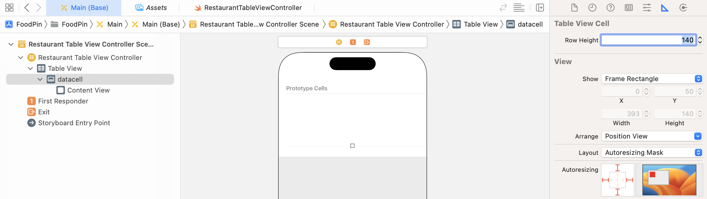 Figure 9-11. Changing the row height of the prototype cell
