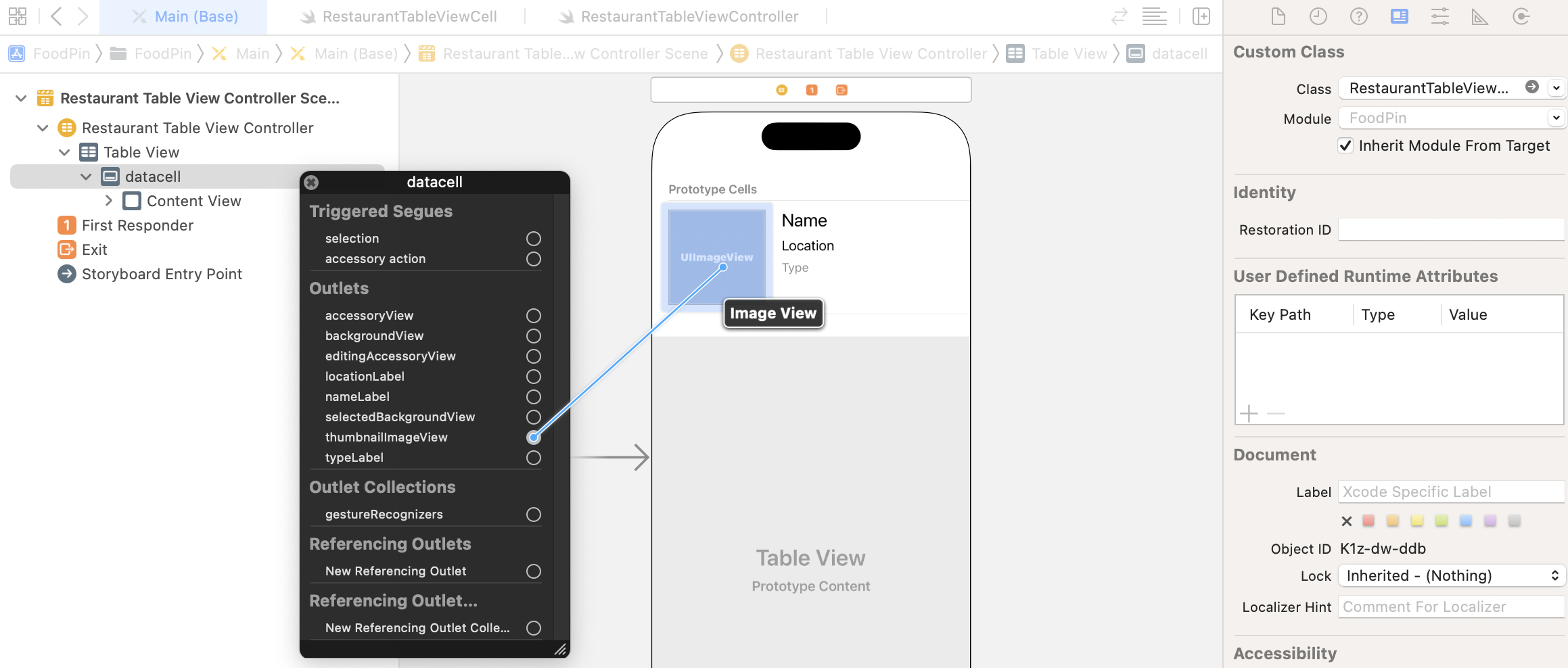 Figure 9-23. Connecting the outlet with the image view