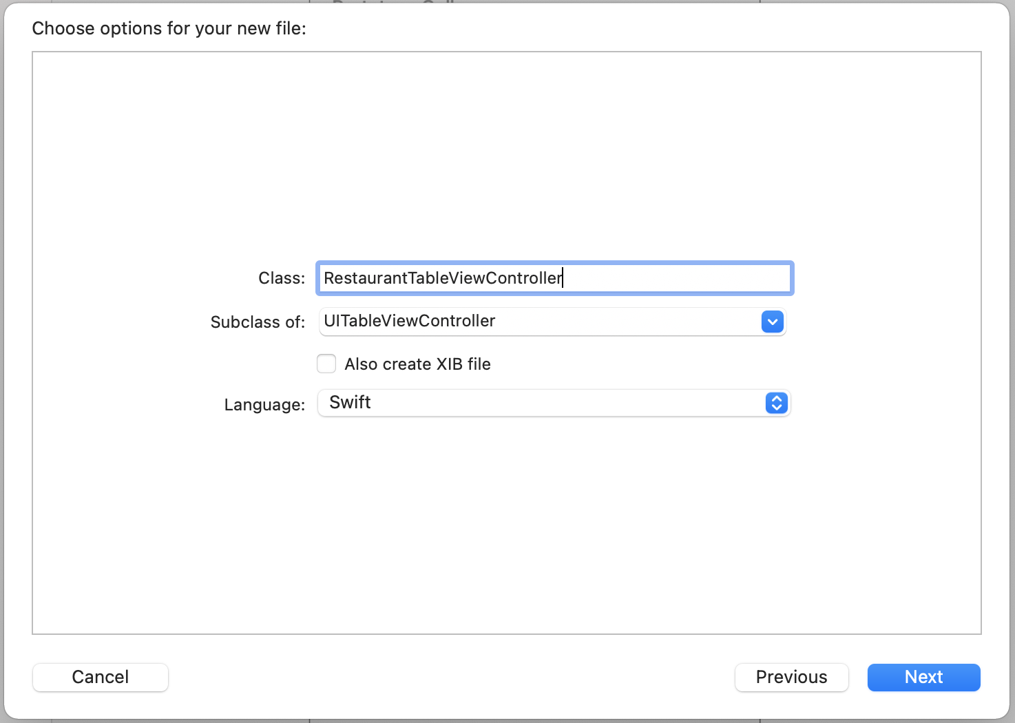 Figure 9-4. Create a subclass of UITableViewController