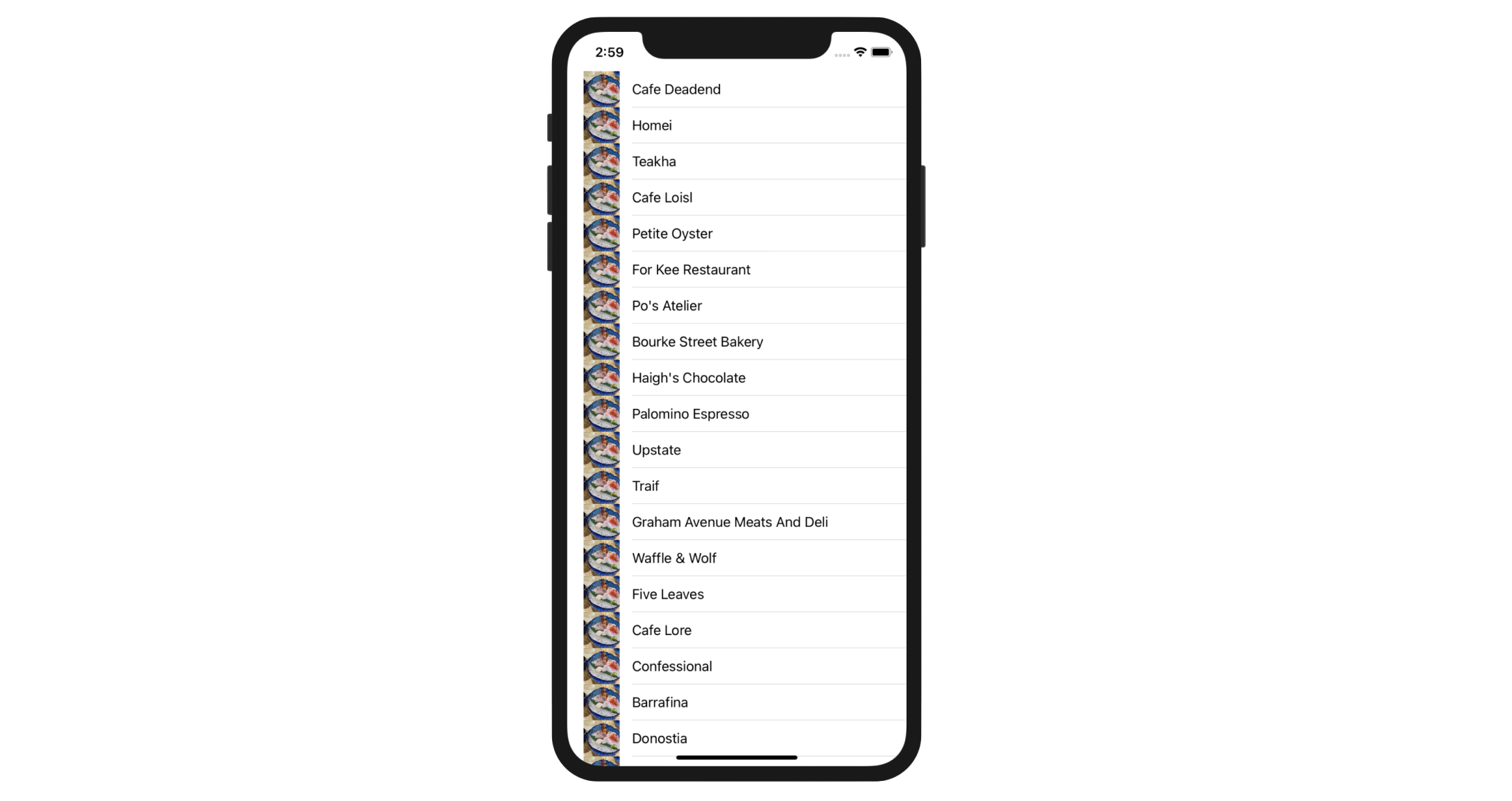 Figure 9-6. A simple table app