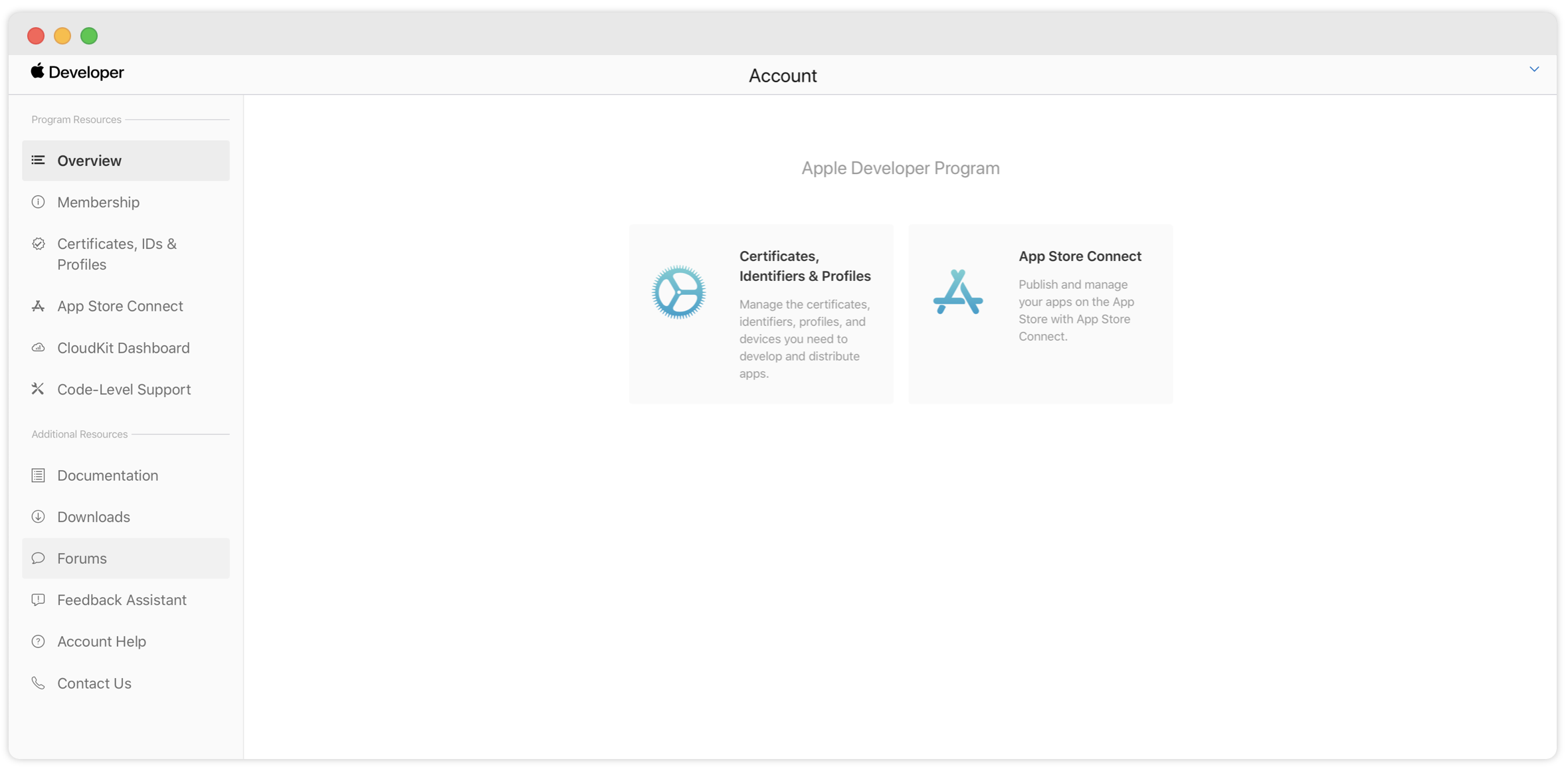 Figure 26-4. Member Center for iOS Developer