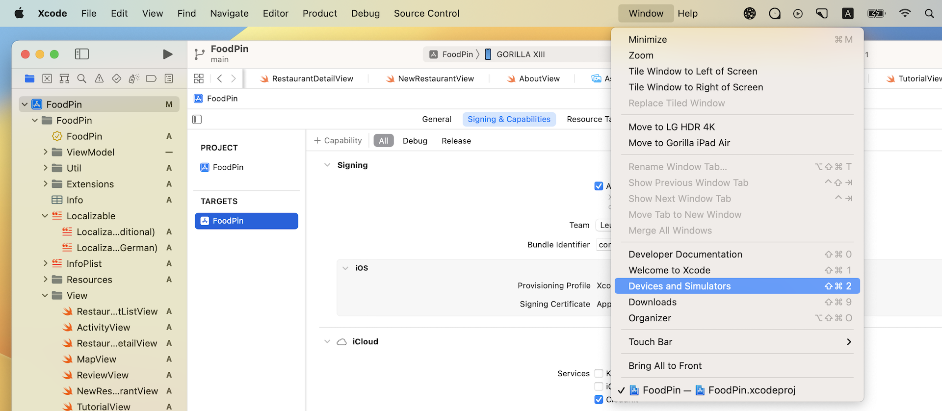 Figure 26-8. Choose the Devices and Simulators option