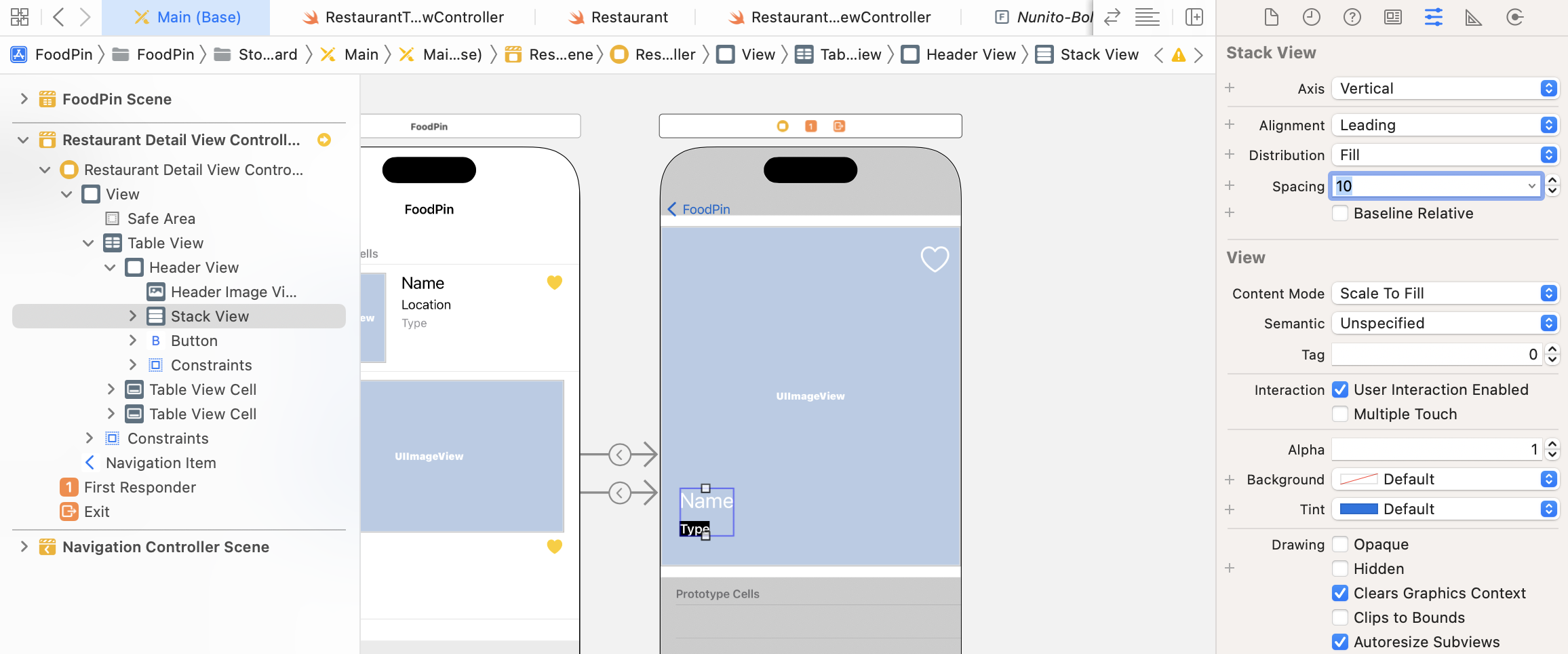 Figure 14-15. Embedding both labels in a stack view