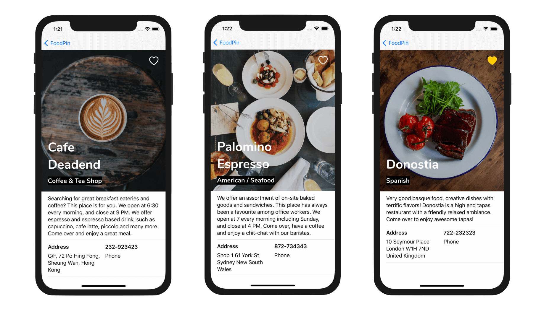 Figure 14-38. Detail view of some sample restaurants