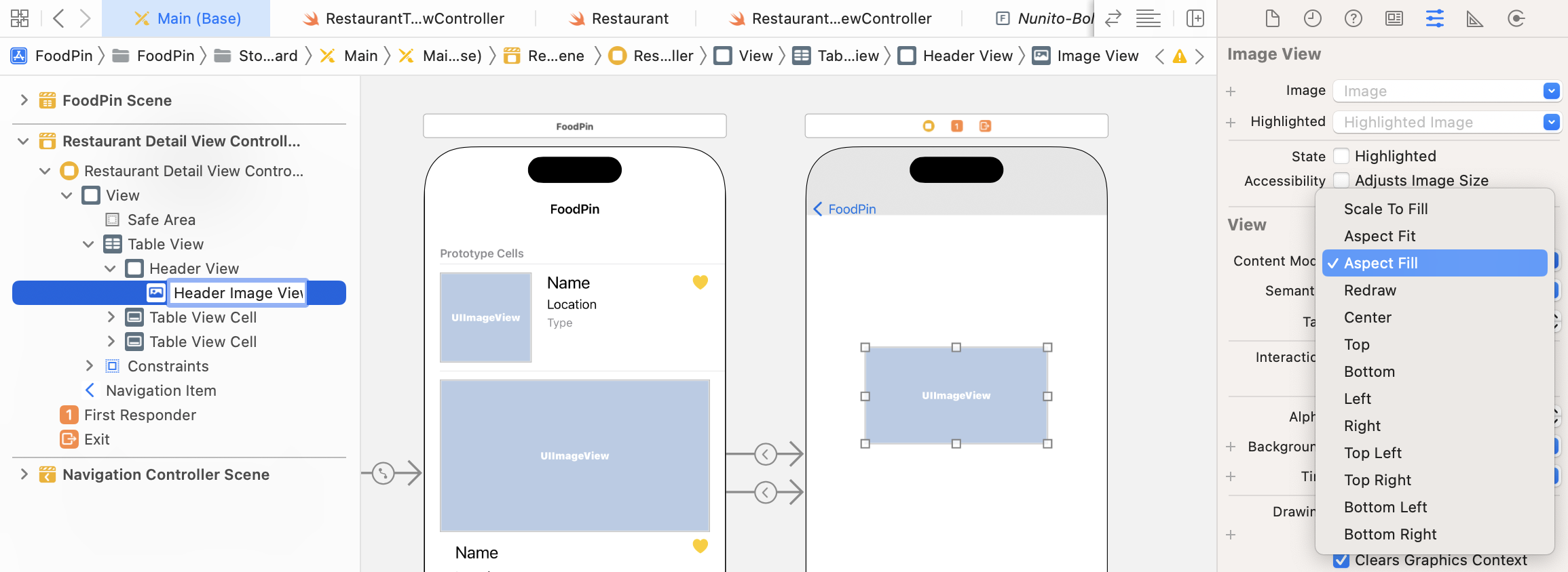 Figure 14-9. Adding an image view to the header view