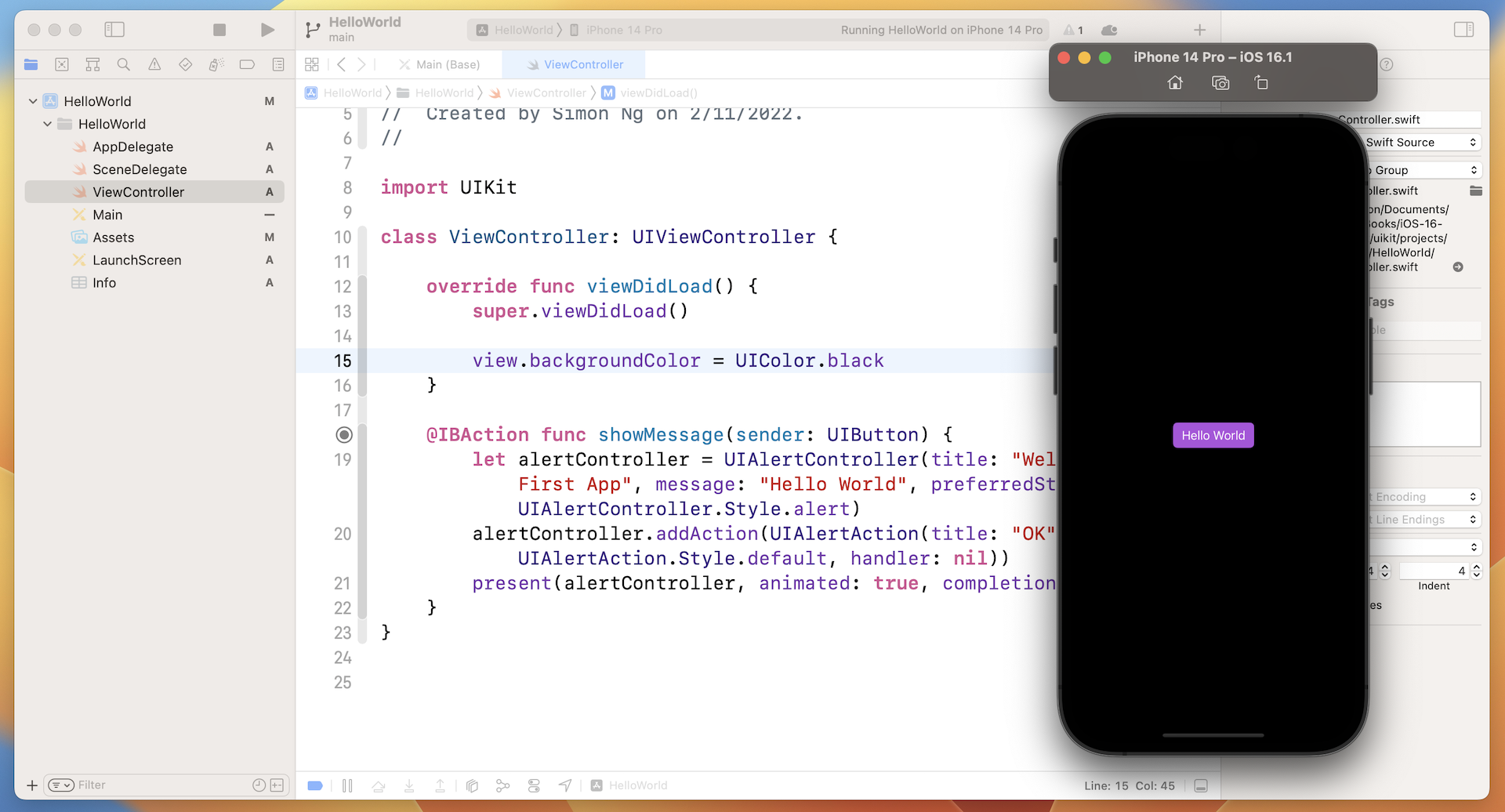 Figure 4-7. Changing the background color of the view