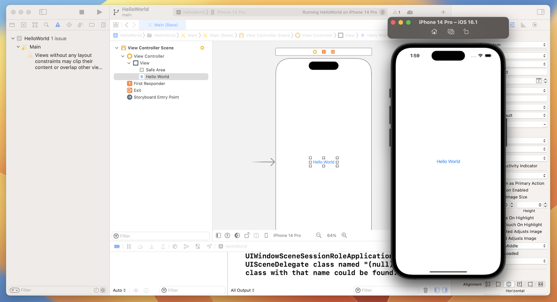 Figure 3-19. Hello World app with a Button