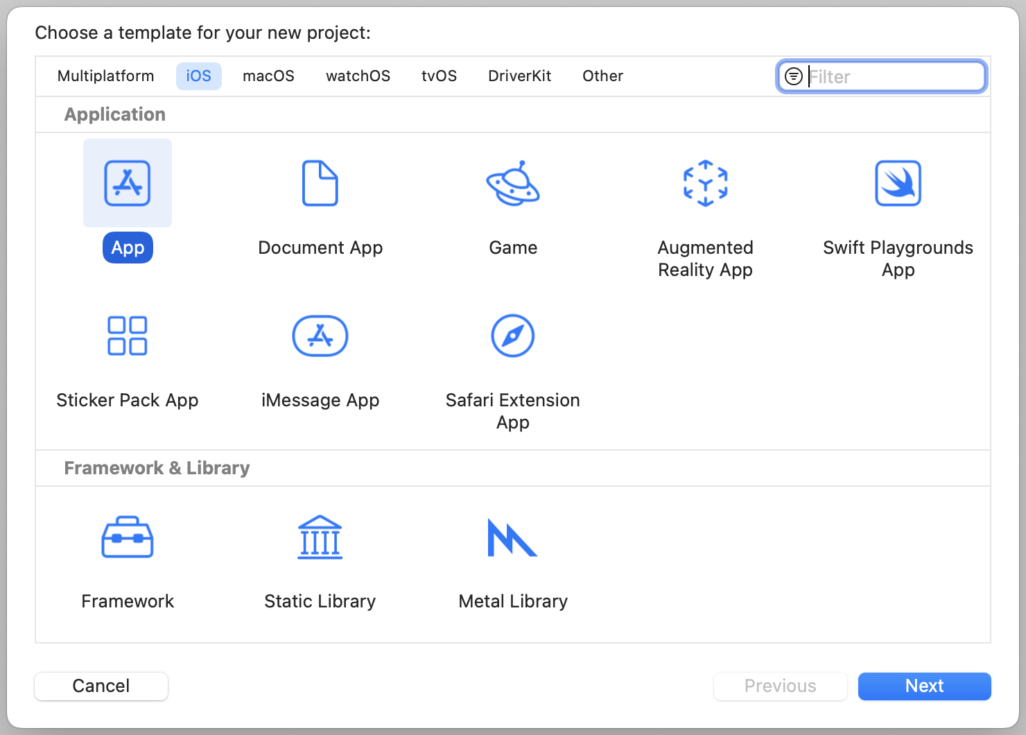 Figure 3-4. Xcode Project Template Selection
