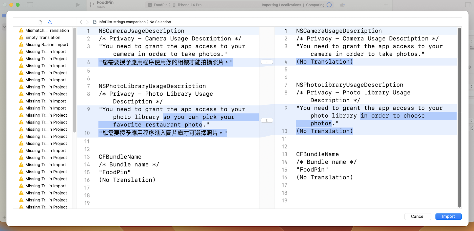 Figure 25-6. Import localizations
