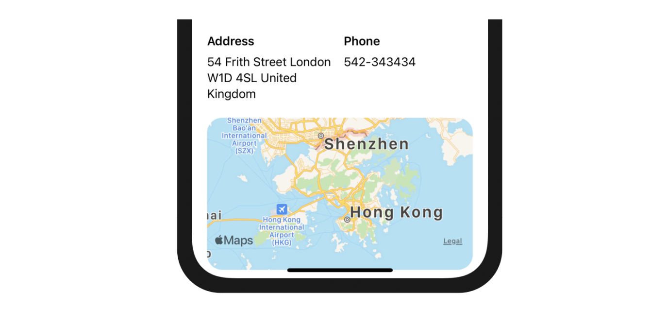 Figure 16-11. Now the detail view shows a map