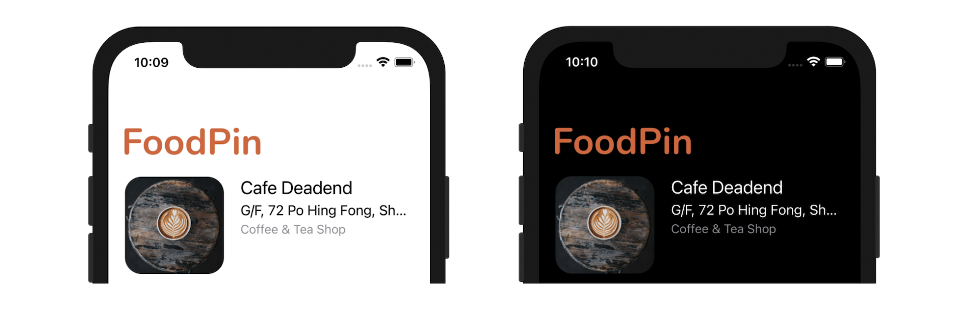 Figure 15-2. The custom navigation bar in light and dark modes