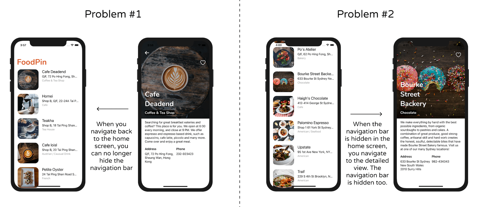 Figure 15-6. Possible issues when setting the hidesBarsOnSwipe property in the viewDidLoad method