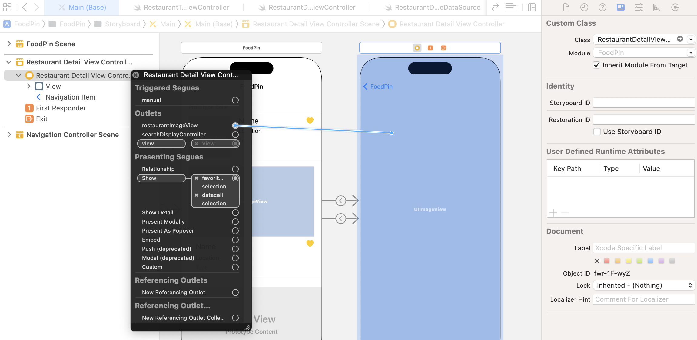 ￼Figure 13-12. Establish the connection between the image view and the outlet