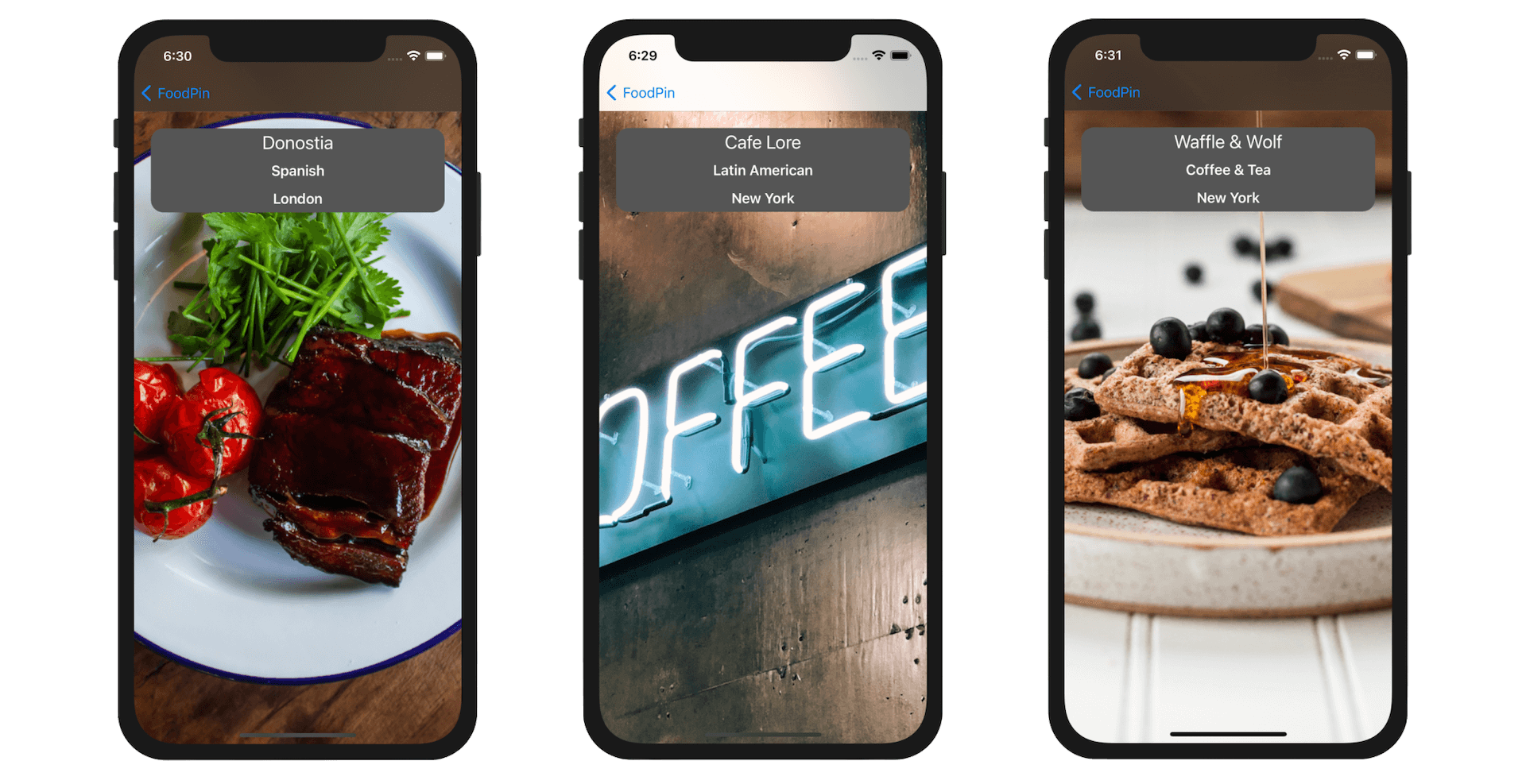 Figure 13-14. The detail view with more restaurant information