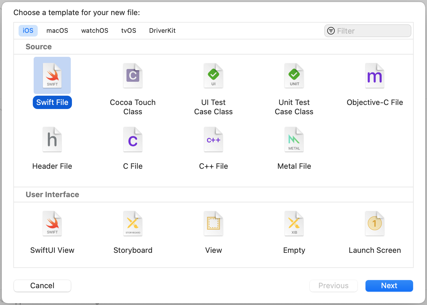 Figure 11-4. Creating a new class using the Swift File template
