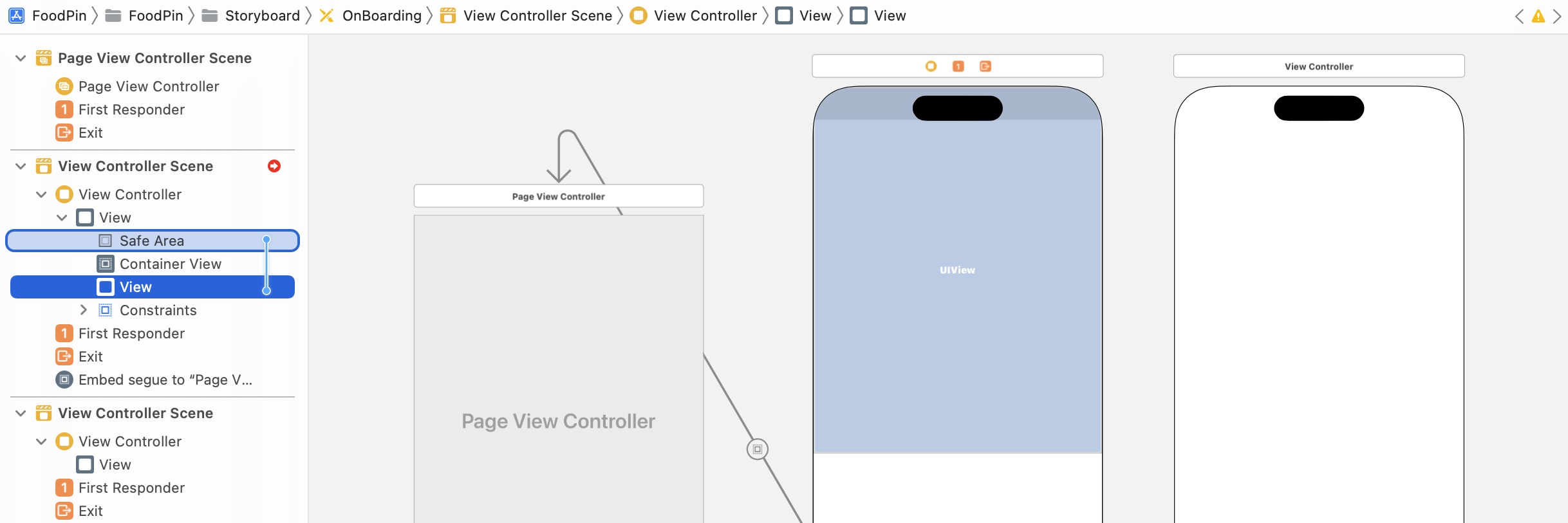 ￼Figure 21-10. Control-drag from View to Safe Area