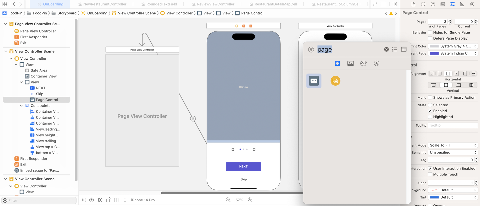 ￼Figure 21-12. Adding the page control object