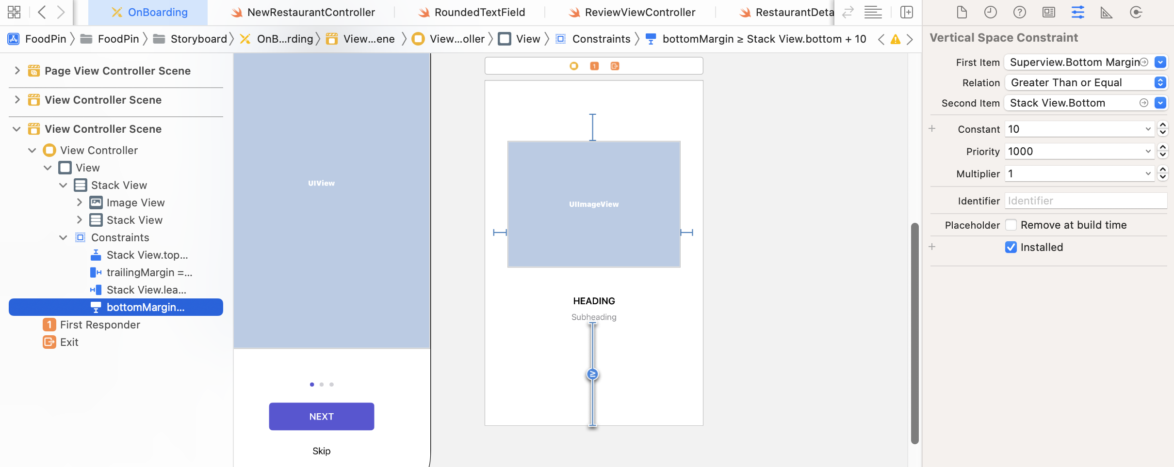 Figure 21-16. Adjusting the bottom constraint