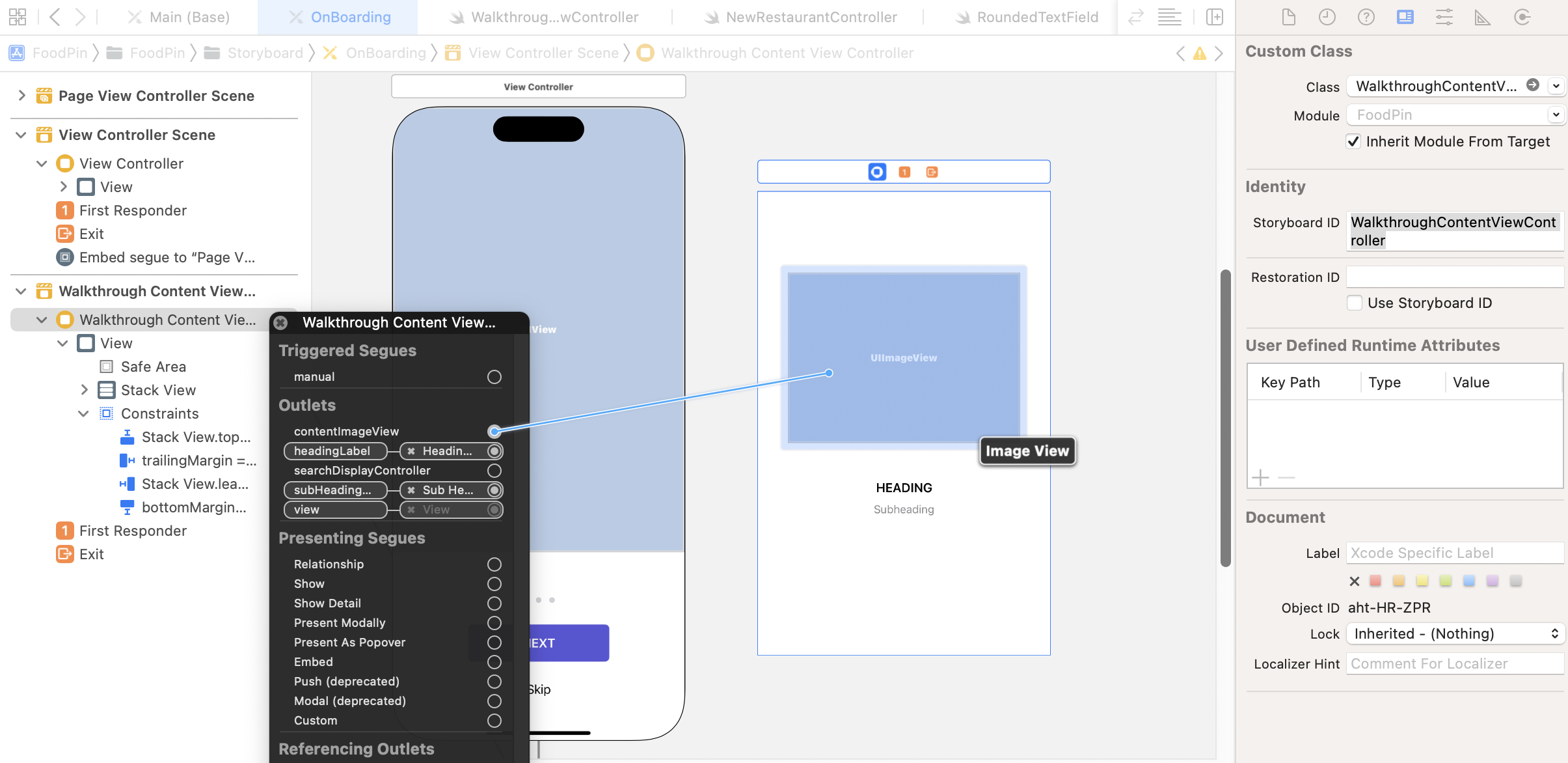 Figure 21-17. Establishing connections with the outlet variables
