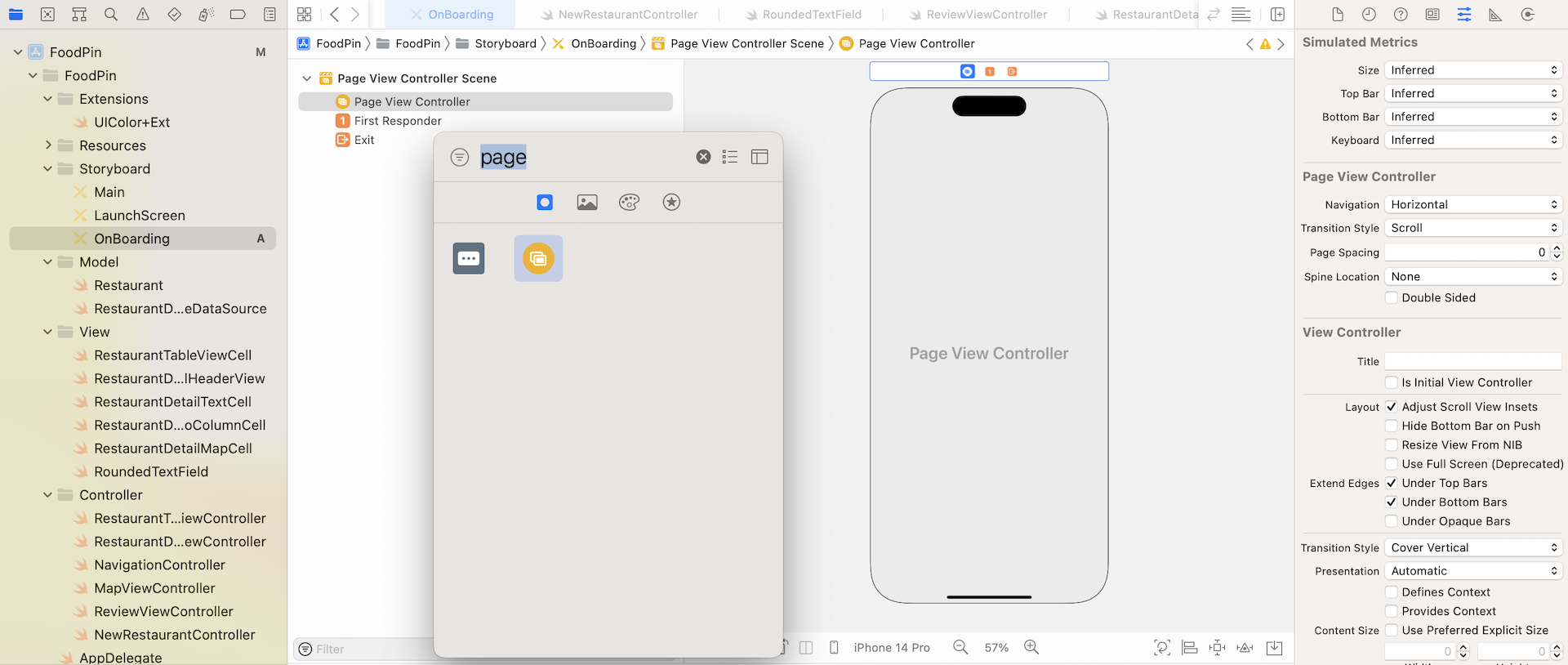 Figure 21-4. Adding a UIPageViewController to the storyboard