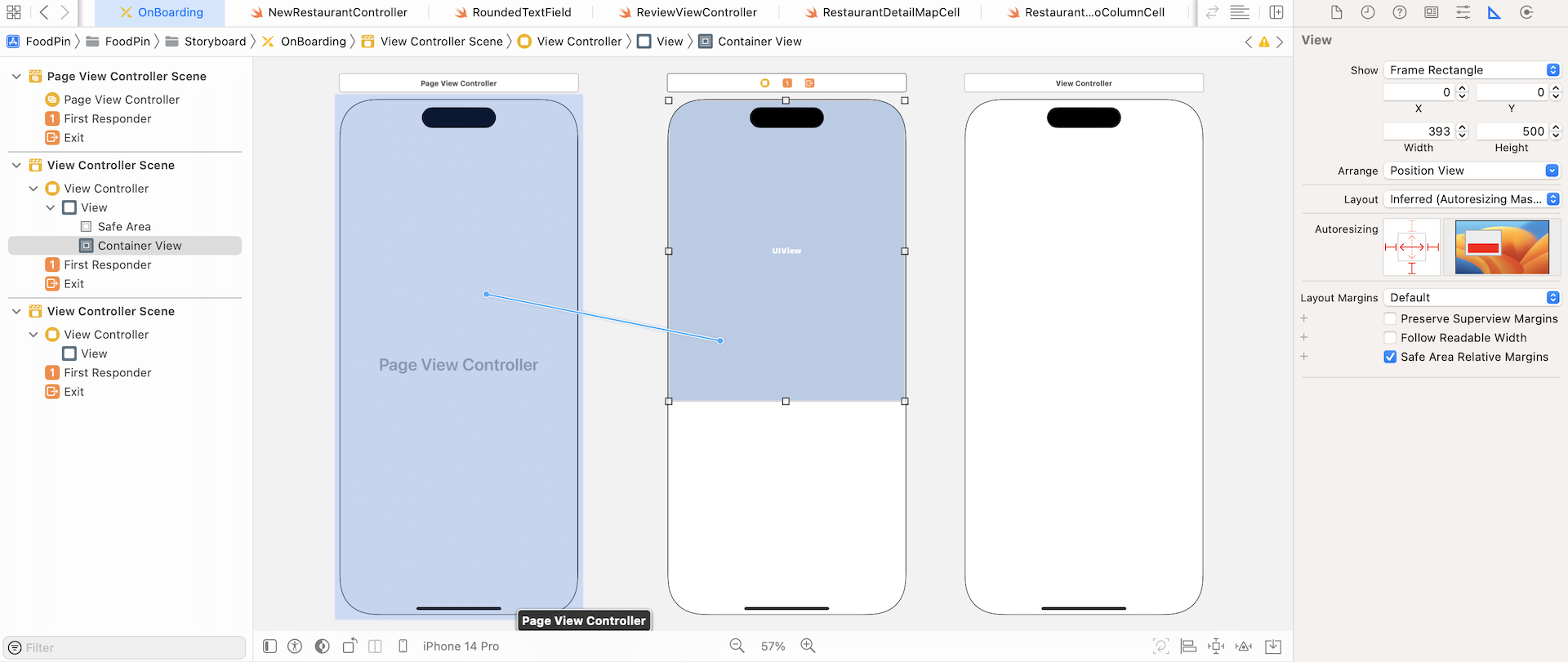 ￼Figure 21-7. Connect the container view with the page view controller