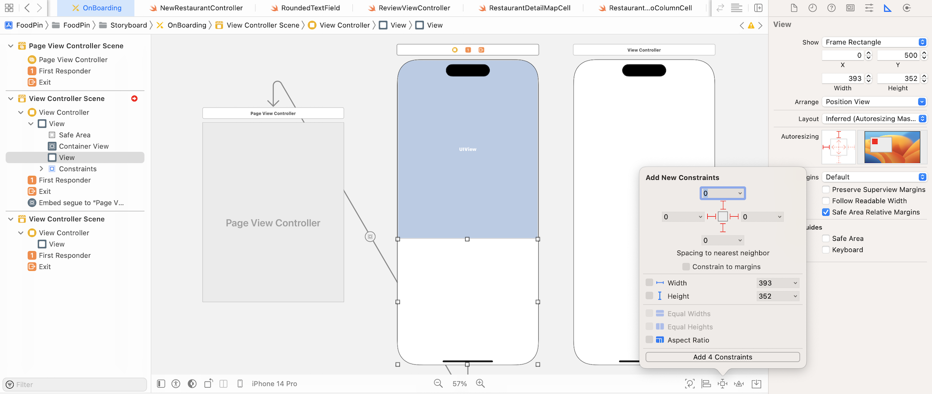 ￼Figure 21-9. Adding a view to the lower part of the view controller