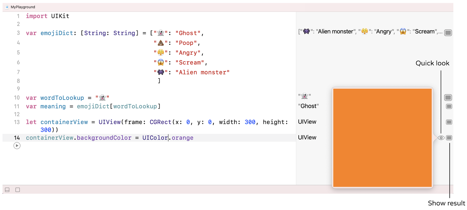 Figure 2-23. Quick look and Show result