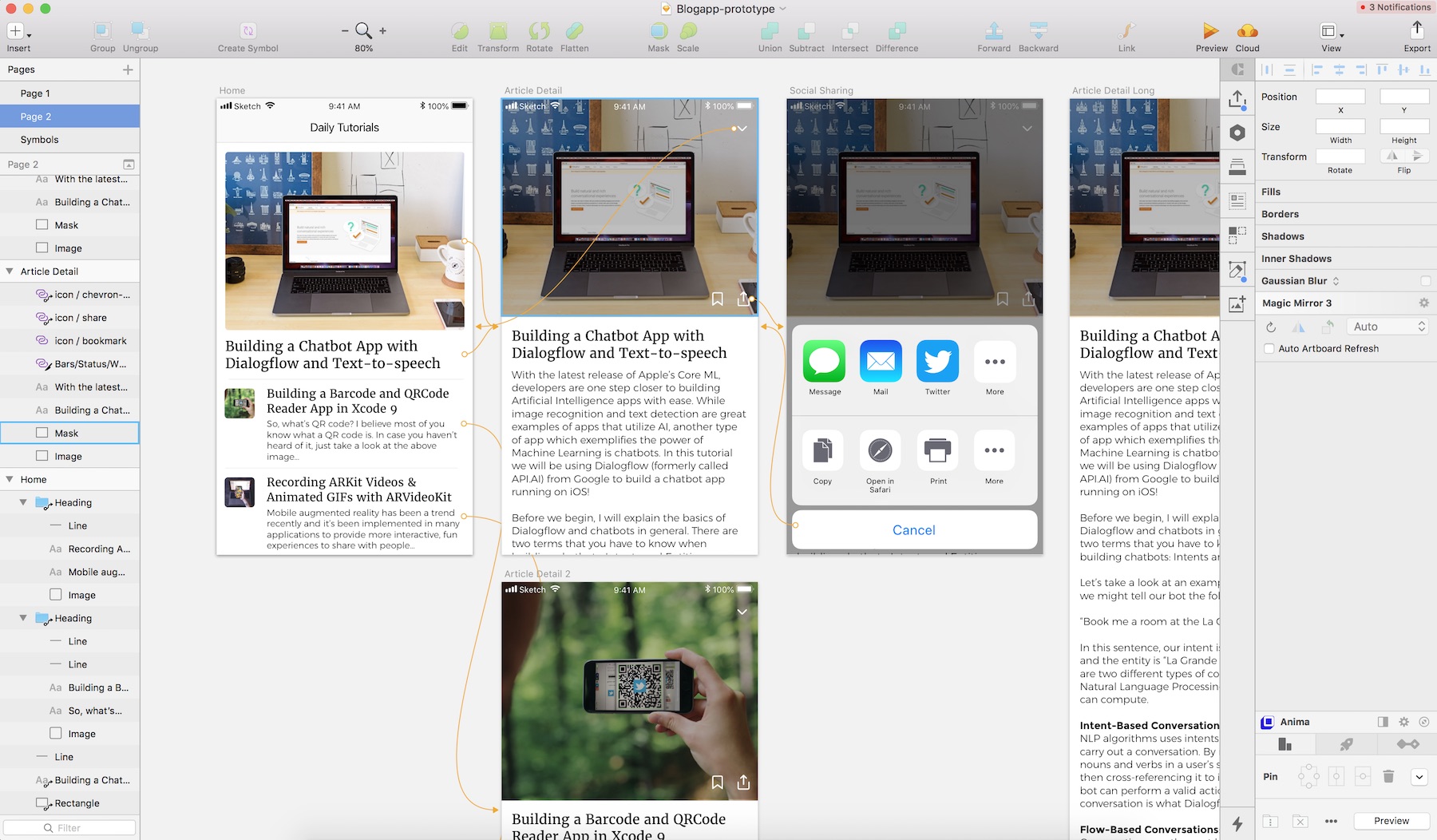 Figure 7-6. Designing the app UI using Sketch