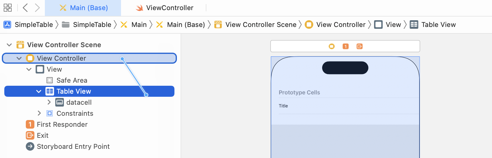Figure 8-13. Connecting Table View with its Datasource and Delegate