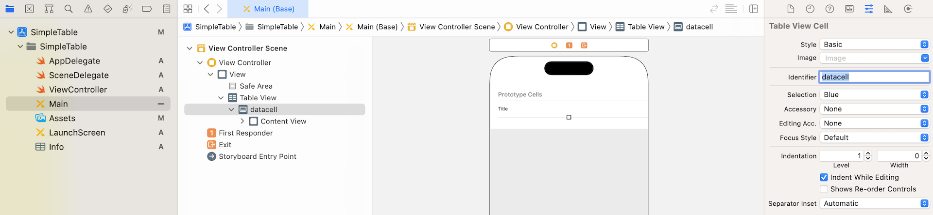 Figure 8-4. Prototype Cell in table view using Basic style