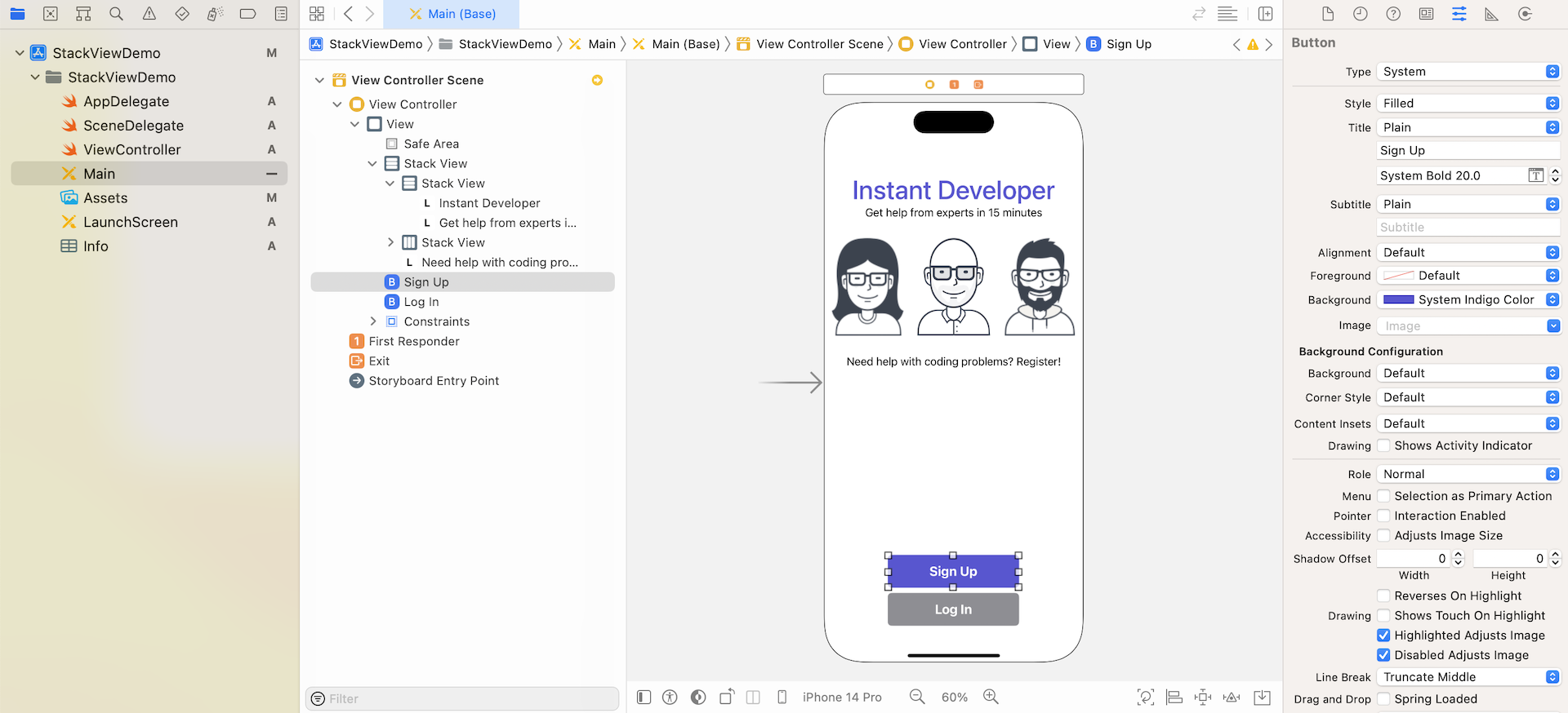 Figure 6-24. Adding two buttons to the view