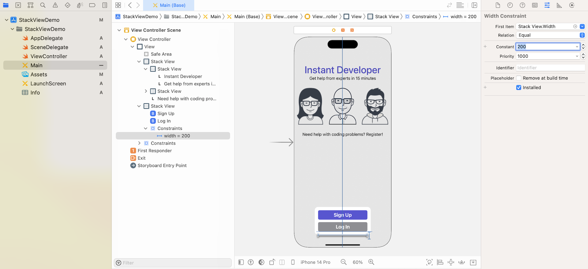 Figure 6-28. Editing the width constraint and change it to 200