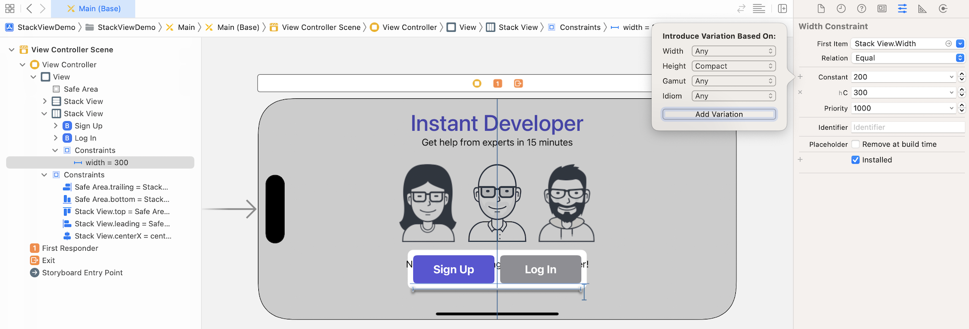 Figure 6-37. Adding a customization for the width constraint