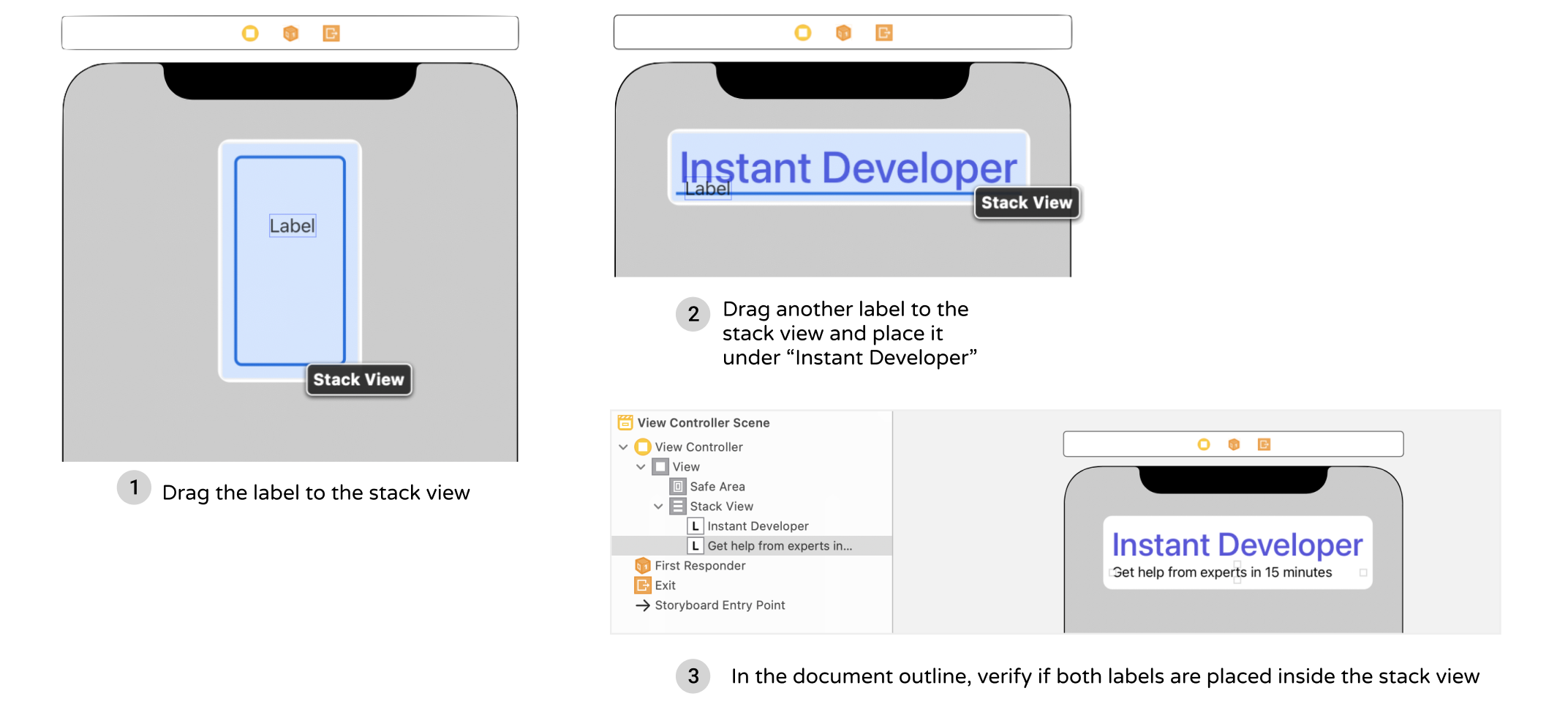 Figure 6-8. Embedding two labels in a vertical stack view