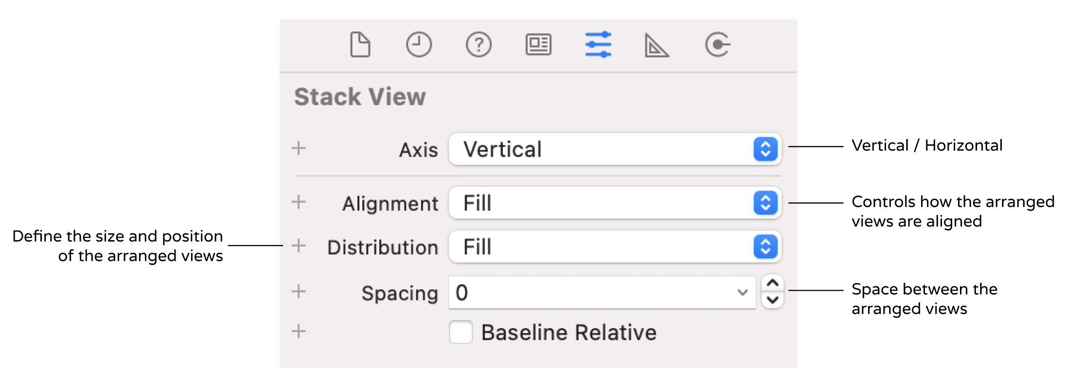 Figure 6-9. Sample properties of a stack view