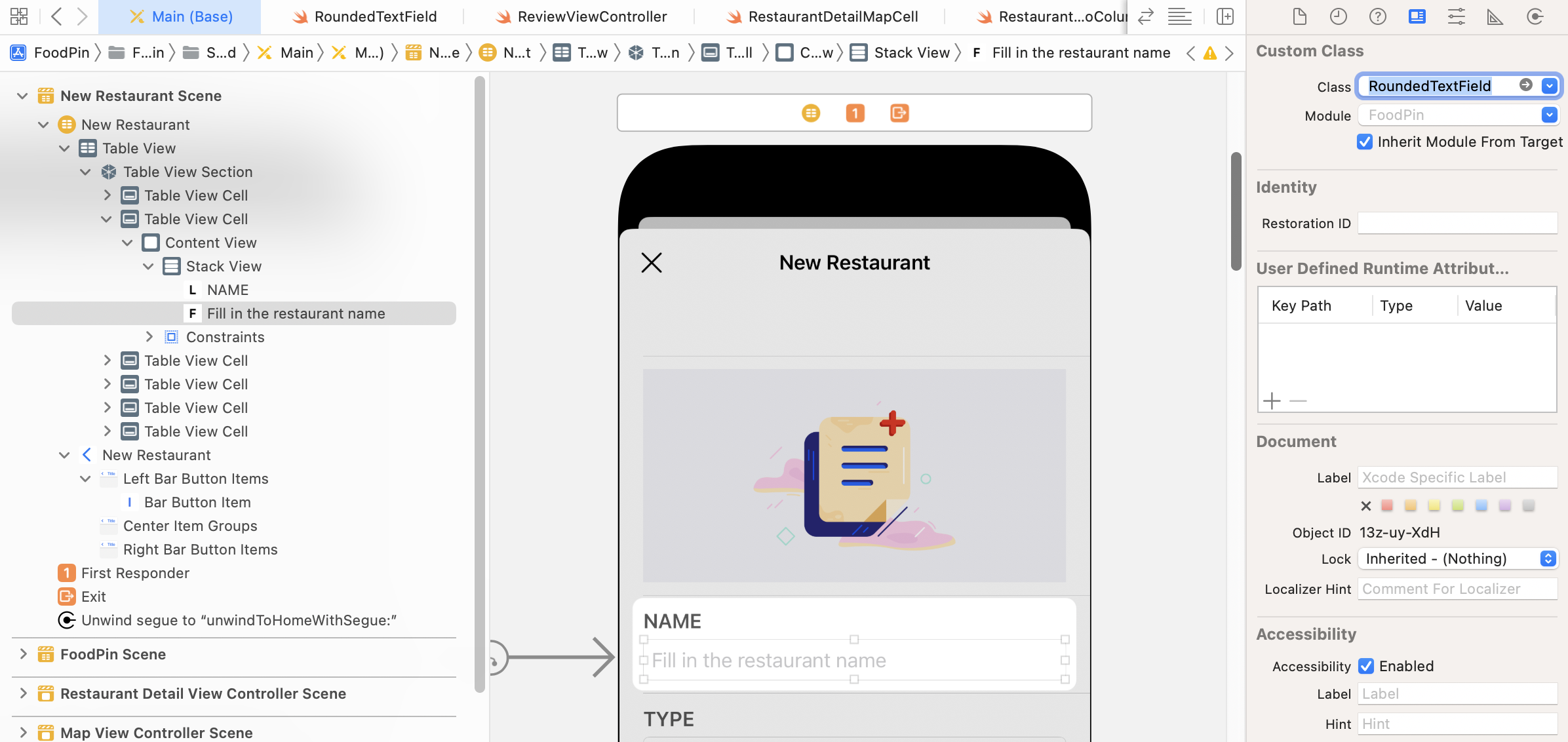 Figure 18-14. Setting the custom class of the text field