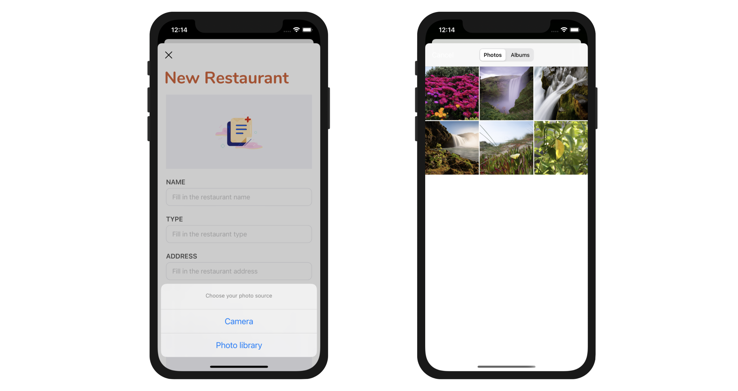 Figure 18-17. Loading the built-in photo library in FoodPin app