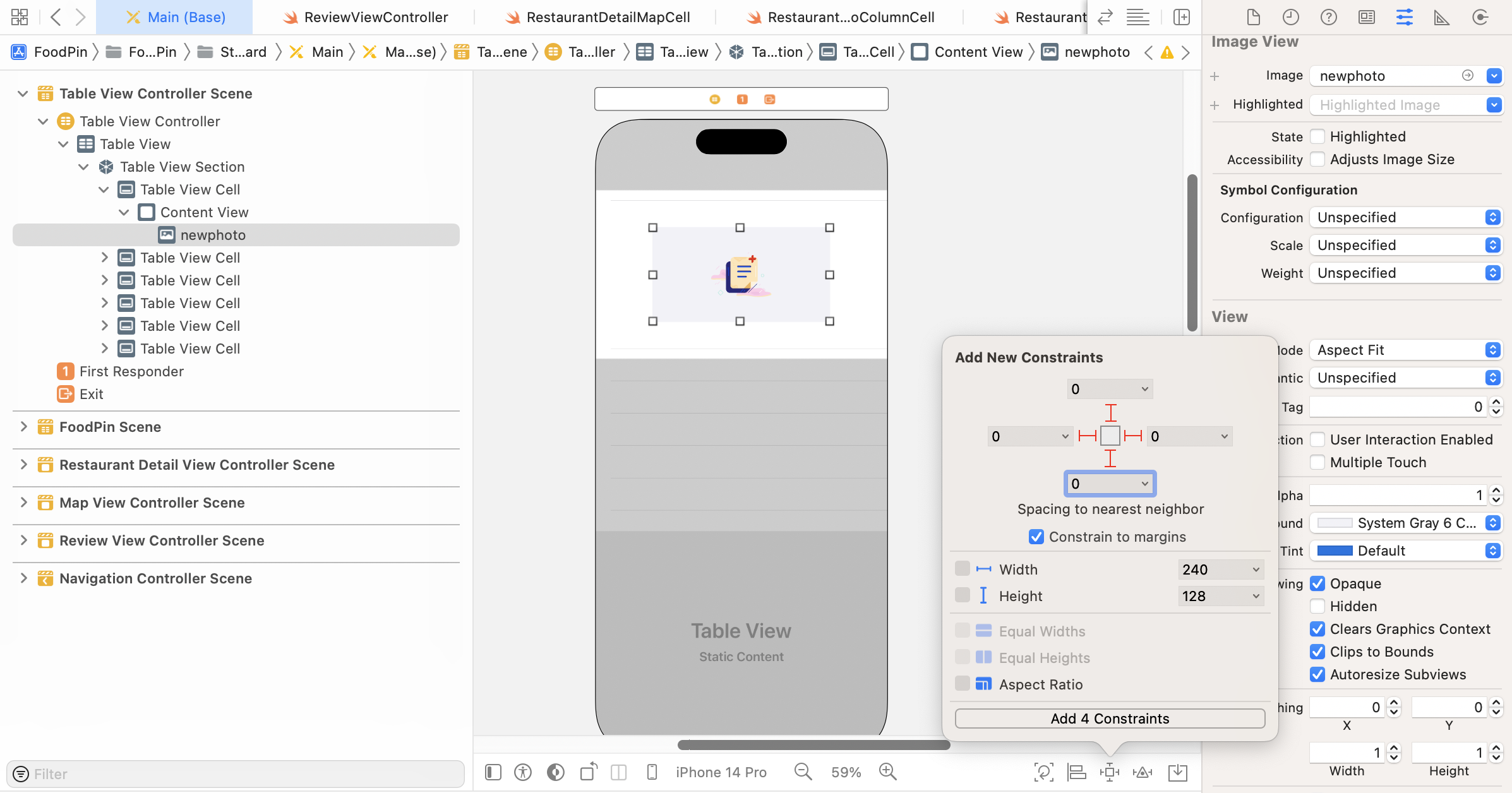 Figure 18-4. Add an image view to the first cell