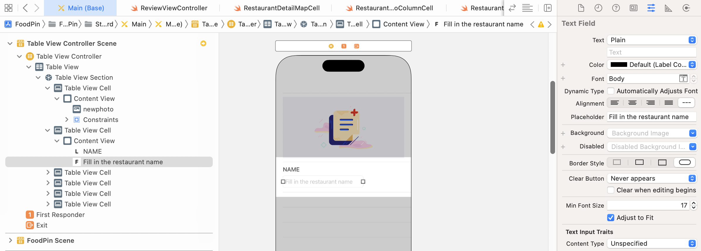 Figure 18-5. The cell layout for capturing user's input