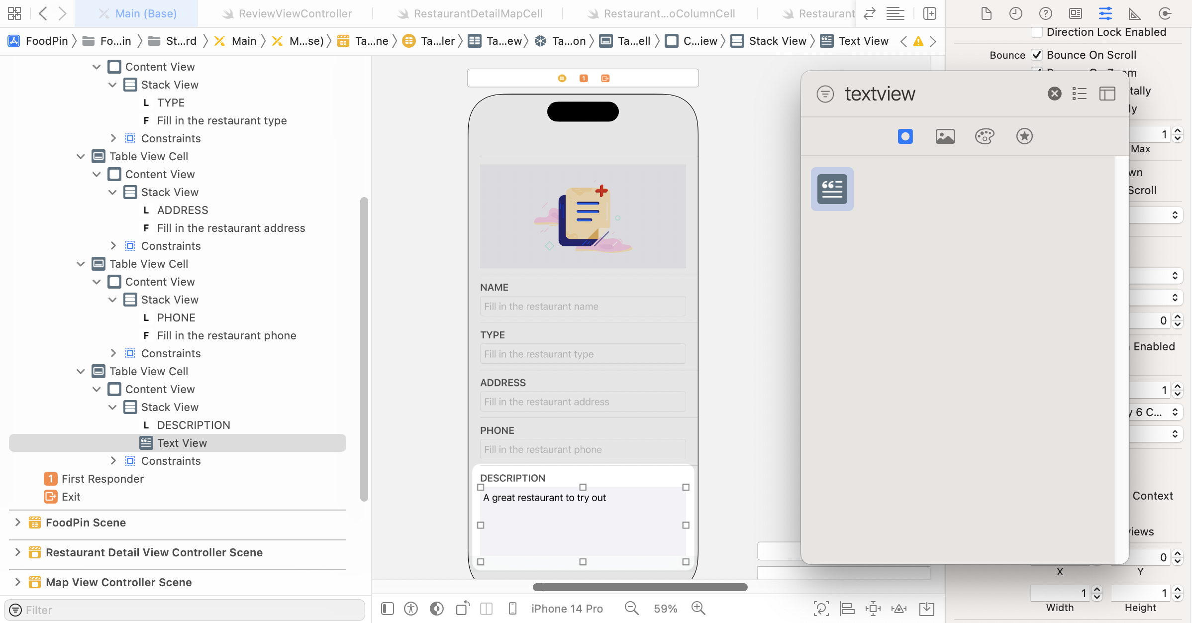Figure 18-7. Adding a text view