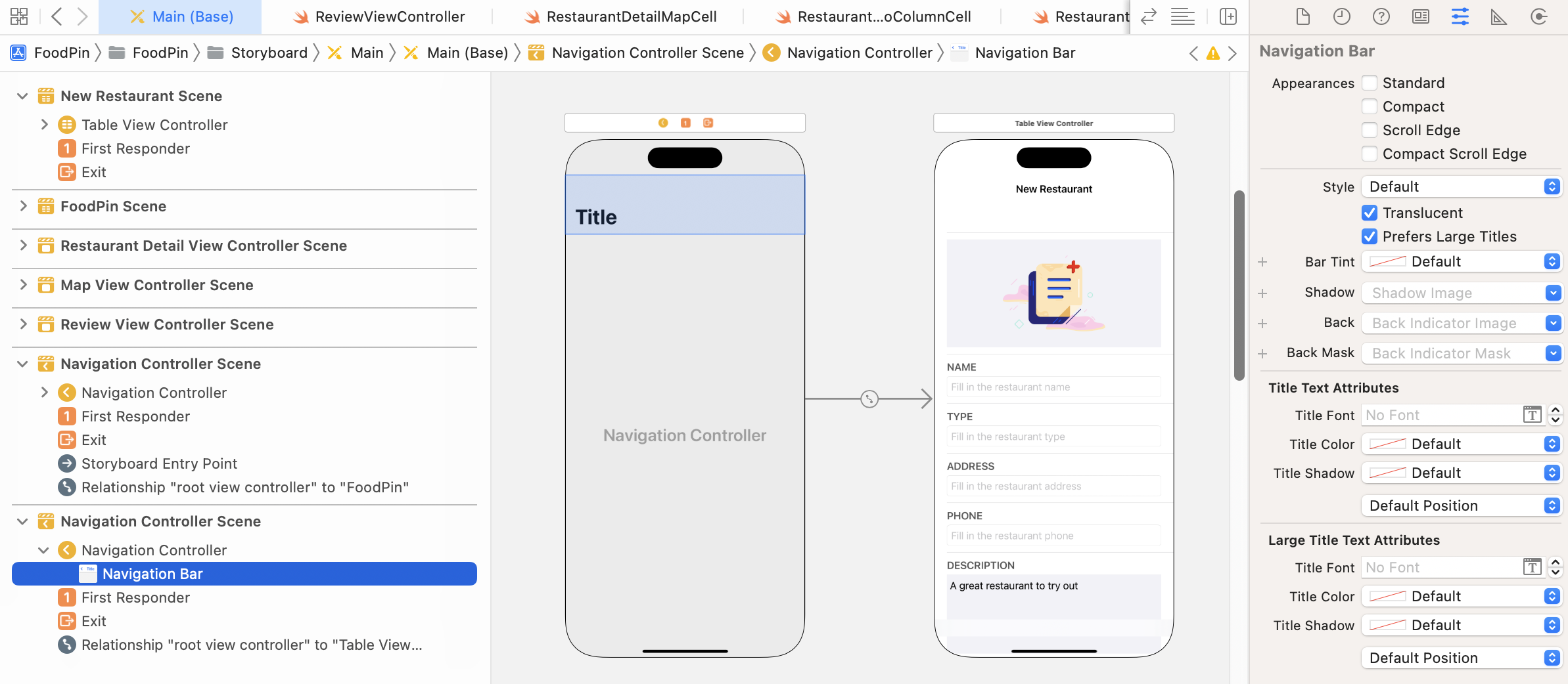 Figure 18-9. Setting the navigation bar title